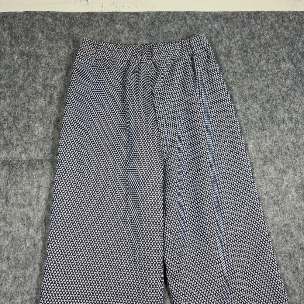 Vintage 1970s Polyester Flare‎ Pants Women's 28 x 28 Plaid Disco Stretch Blue - Picture 2 of 11